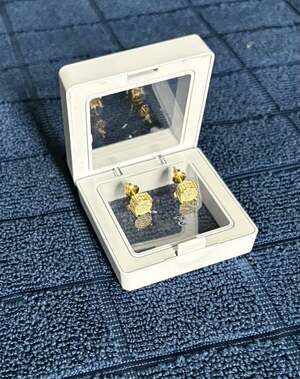 GRA Certified 2ct Round Moissanite 14K Gold Plated Stud Earrings